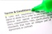 Terms & Conditions of Services Agreement underlined by Green Highlighter - Aber Law Firm