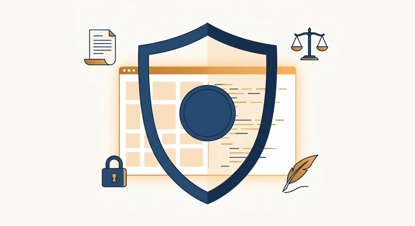 Copyright law protecting software, a shield over a code window, Aber Law Firm