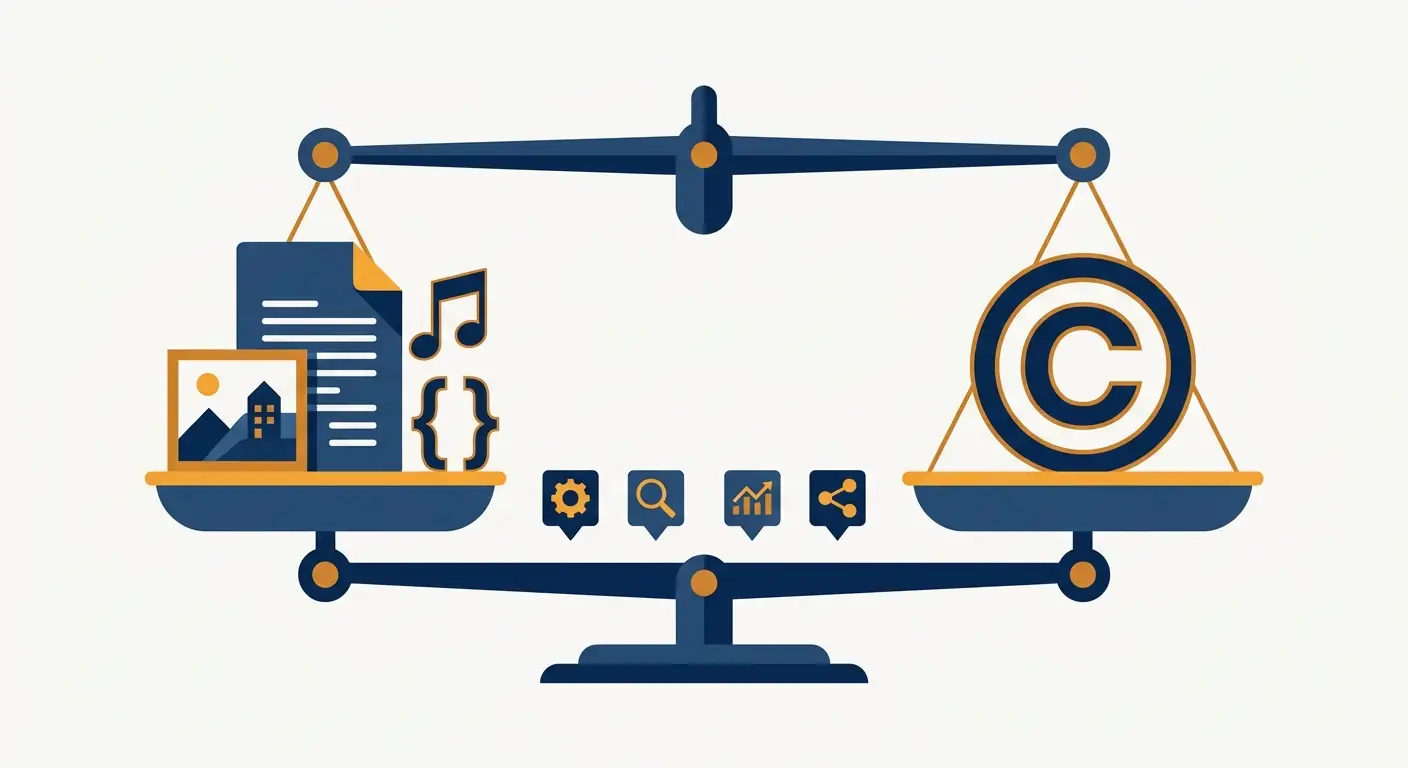 Fair use four-factor test weighing a creative work against a copyright symbol, Aber Law Firm