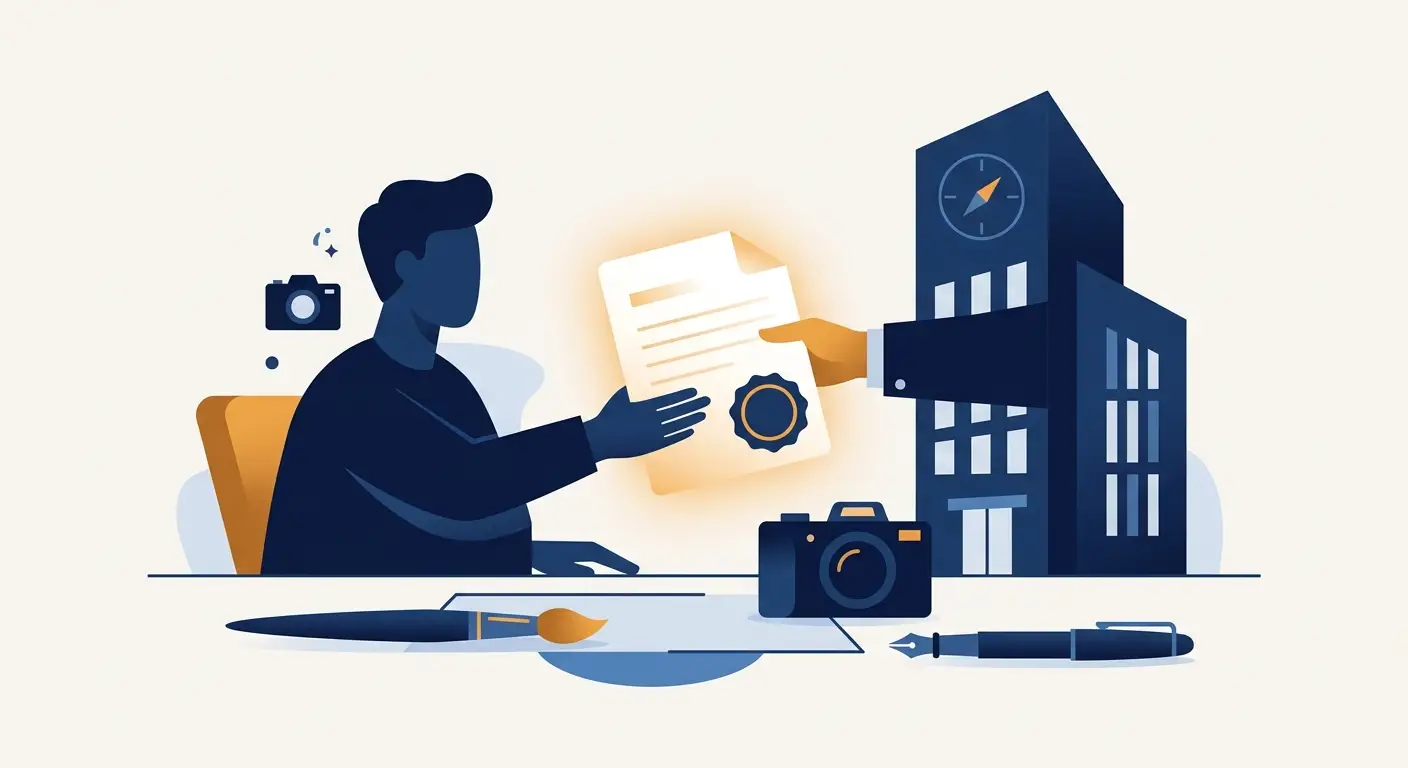 Marketing content copyright handoff from a freelancer to a company, Aber Law Firm