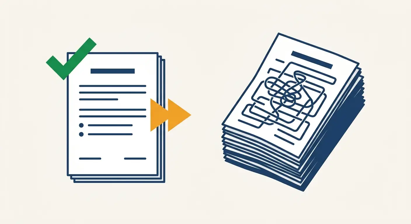 A plain English SaaS agreement beside a complex tangled contract, Aber Law Firm