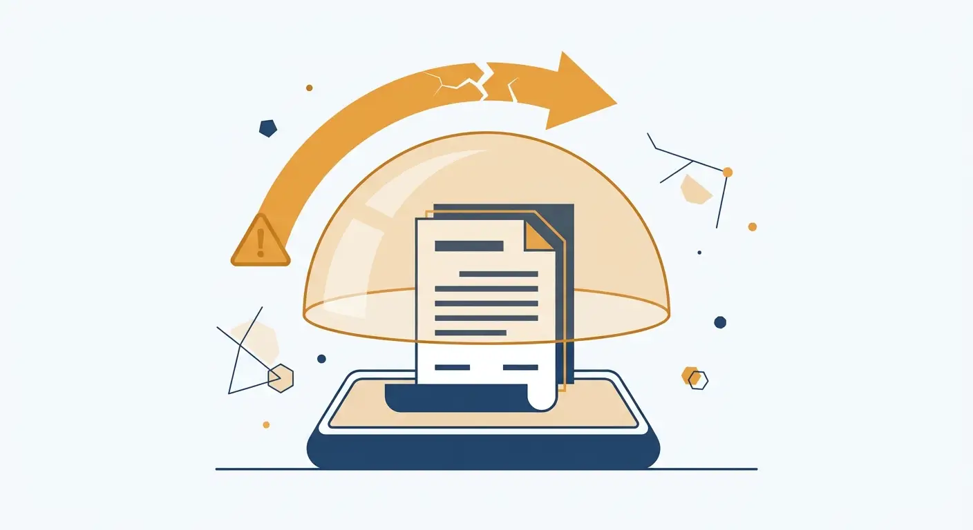 A contract sealed under a protective dome with a crack where a fraud claim leaps the liability cap, illustrating airtight software agreements. Aber Law Firm, SaaS vendor attorney.